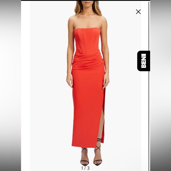 Bardot Dresses & Skirts - Bardot Strapless Corset Red Maxi Dress